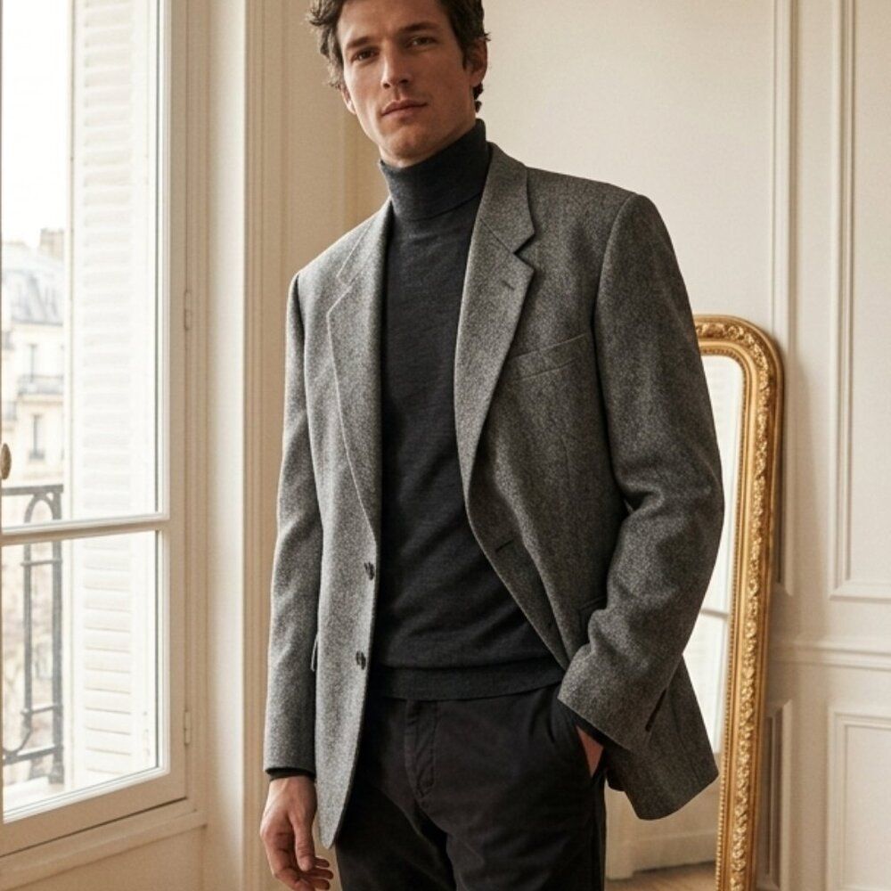 Gianfranco Ruffini Men's Camel Hair Gray Herringbone Blazer 52R